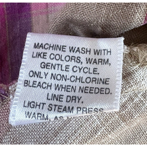 Pendleton 100% Linen Plaid Midi Dress Sleeveless Pink Taupe Preppy Plus Size 18 - Picture 14 of 16